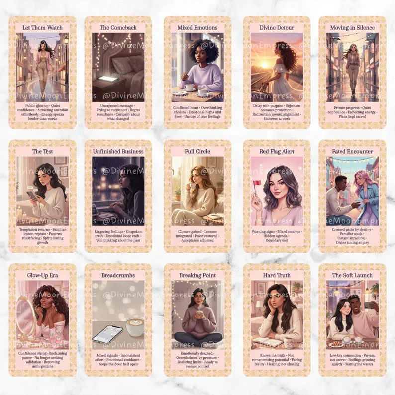 PRE-ORDER | Unspoken Oracle | 78-Card Life & Love Insight Cards in Pastel Tone, Real-Life Situations