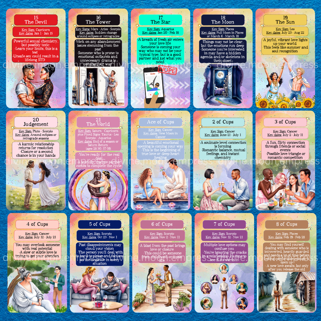 The Lovers Tarot - Singles | Singles Deck for Love Predictions - Romantic Tarot for Who’s Coming Your Way - Rainbow Watercolor Tarot Cards