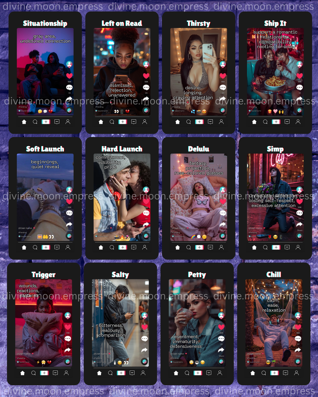 Gen Z Oracle Deck | 54-Modern Slang Divination Cards | TikTok Aesthetic Oracle for Intuitive Readings