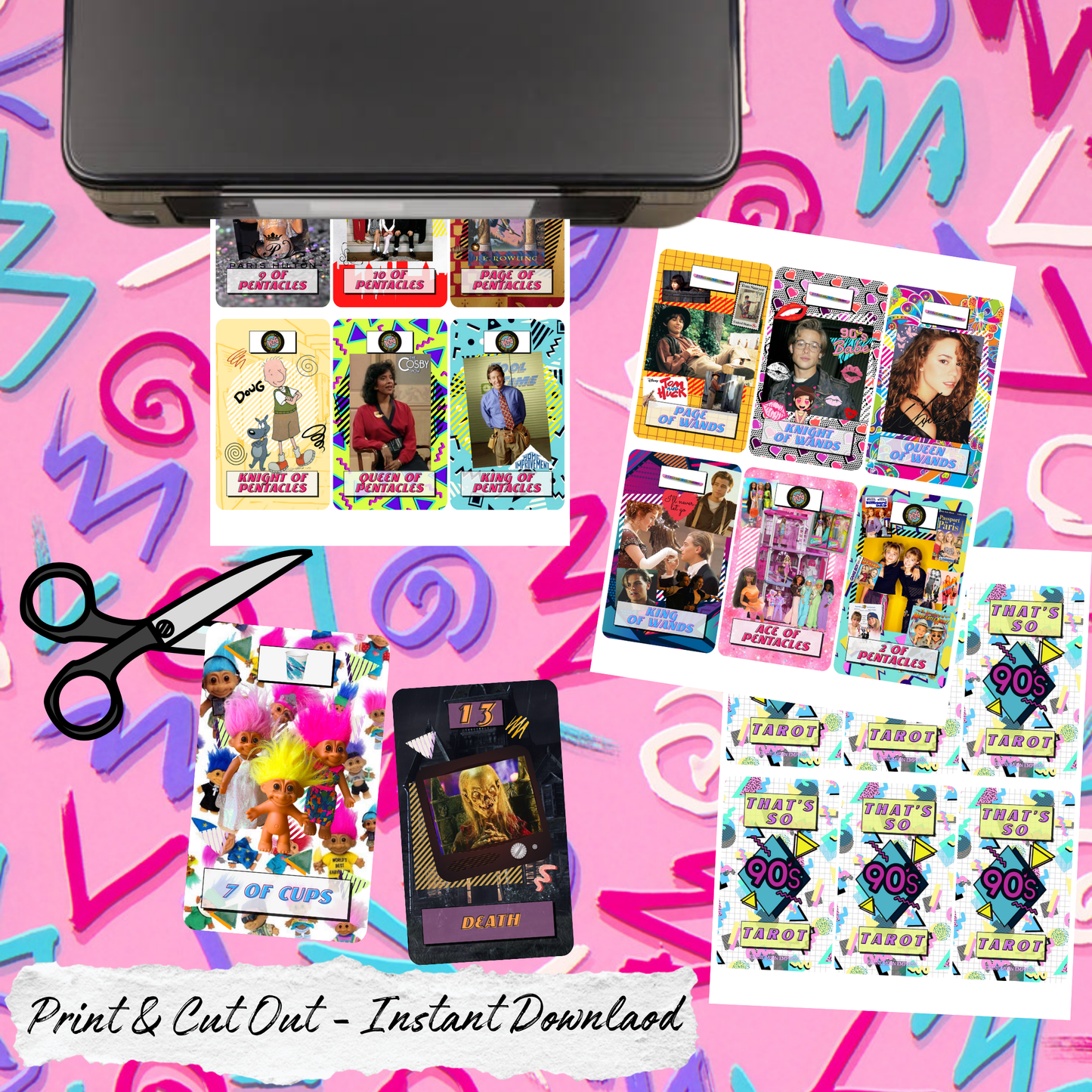 That's So 90's Tarot - Digital Printable Deck - Instant Download