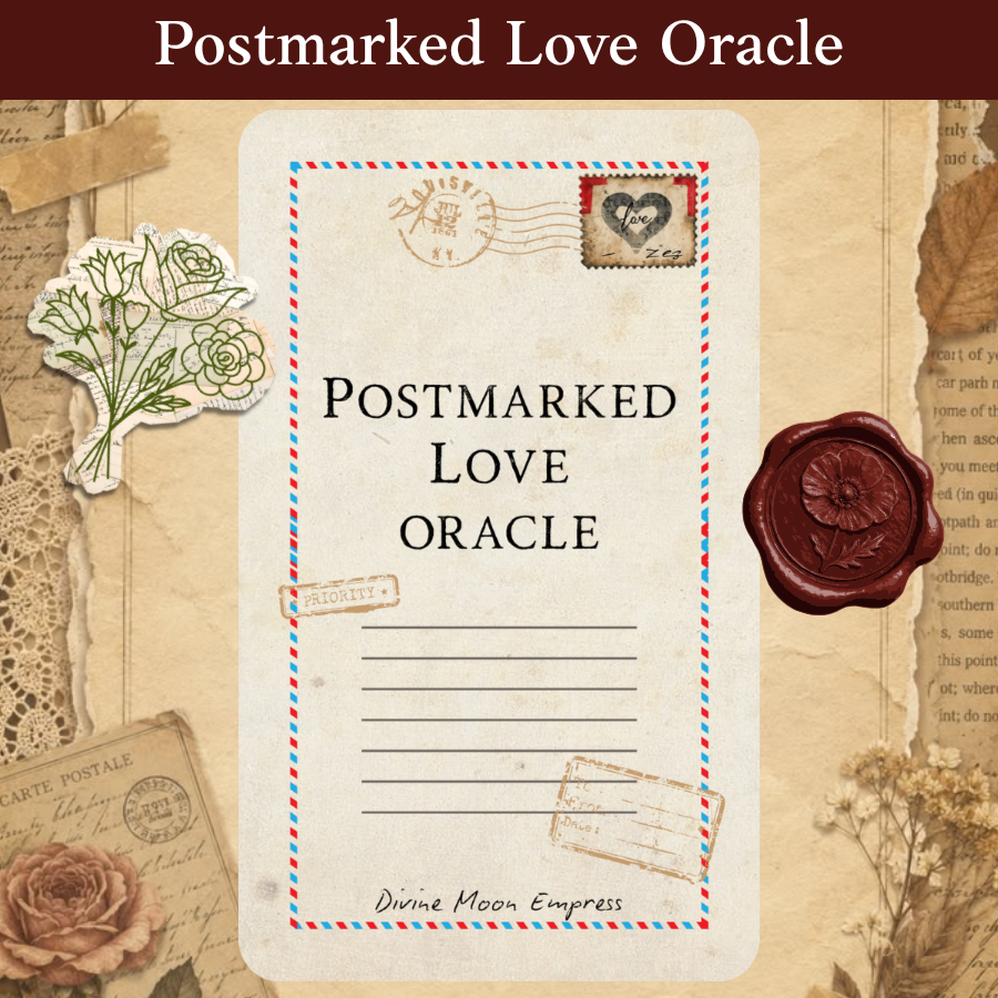Postmarked Love Oracle | 78 Romantic & Breakup Message Cards | Twin Flame Soulmate Spiritual Love Tarot Deck | Postcard Aesthetic