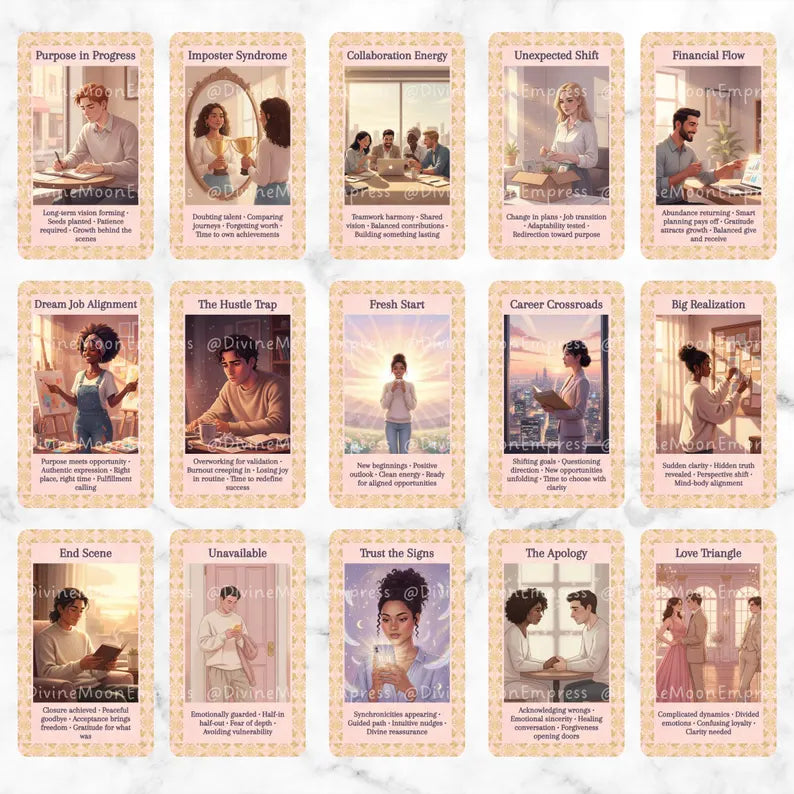 PRE-ORDER | Unspoken Oracle | 78-Card Life & Love Insight Cards in Pastel Tone, Real-Life Situations