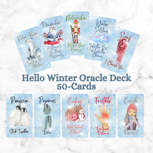 Hello Winter Oracle | 50-Card Seasonal & Holiday Divination Deck for Love and Life