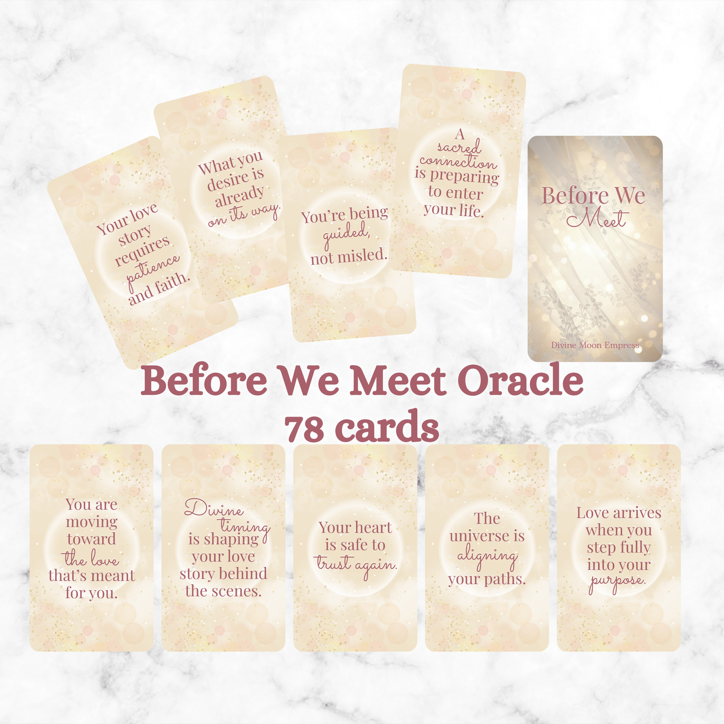 PRE-ORDER | Before We Meet Oracle • Future Love Messages • 78 Romantic Tarot-Size Cards for Singles
