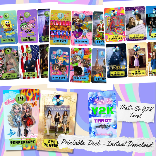 That's So Y2K Tarot - Printable Y2K Tarot Deck – Instant PDF Download | Digital DIY Tarot Cards | Early 2000s Aesthetic Vibes