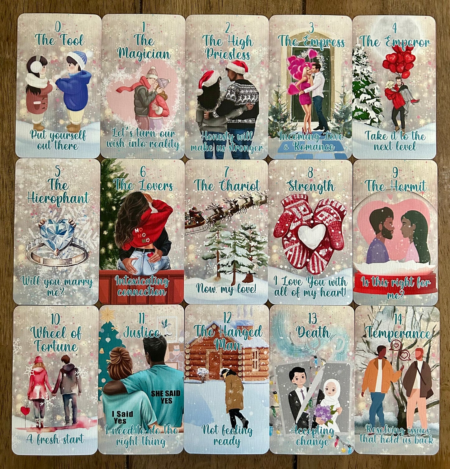 Christmas Lovers Tarot (Pink Edition) | Romantic Holiday Tarot Deck | Love & Relationship Tarot | Winter Romance Gift Idea
