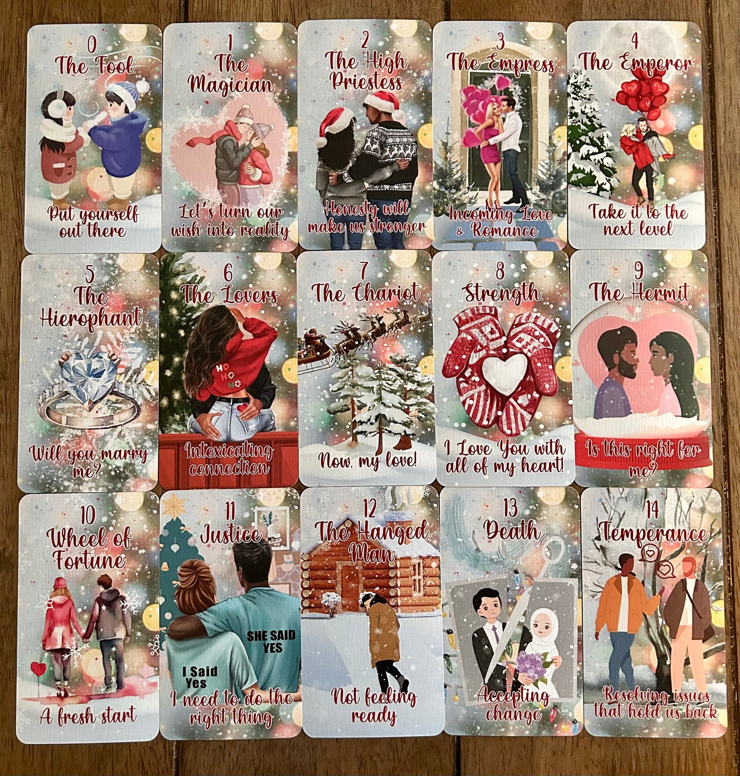 Christmas Lovers Tarot (Red Edition) | Holiday Love Tarot Deck | Cozy Romantic Tarot | Christmas Gift for Tarot Lovers