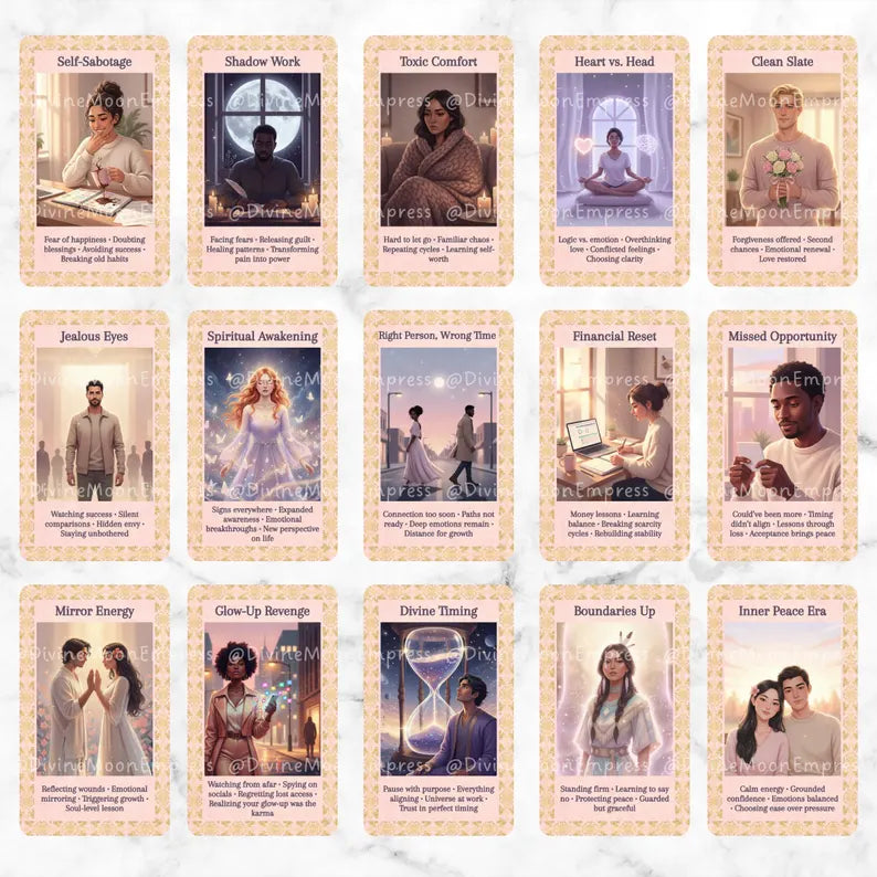 PRE-ORDER | Unspoken Oracle | 78-Card Life & Love Insight Cards in Pastel Tone, Real-Life Situations