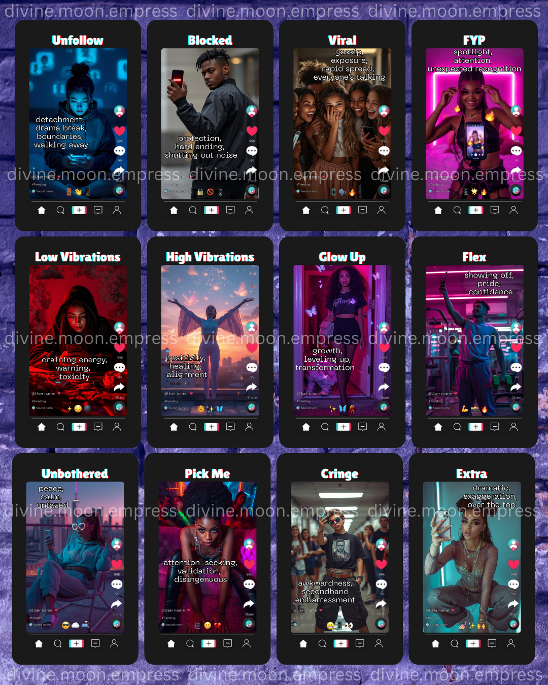 Gen Z Oracle Deck | 54-Modern Slang Divination Cards | TikTok Aesthetic Oracle for Intuitive Readings