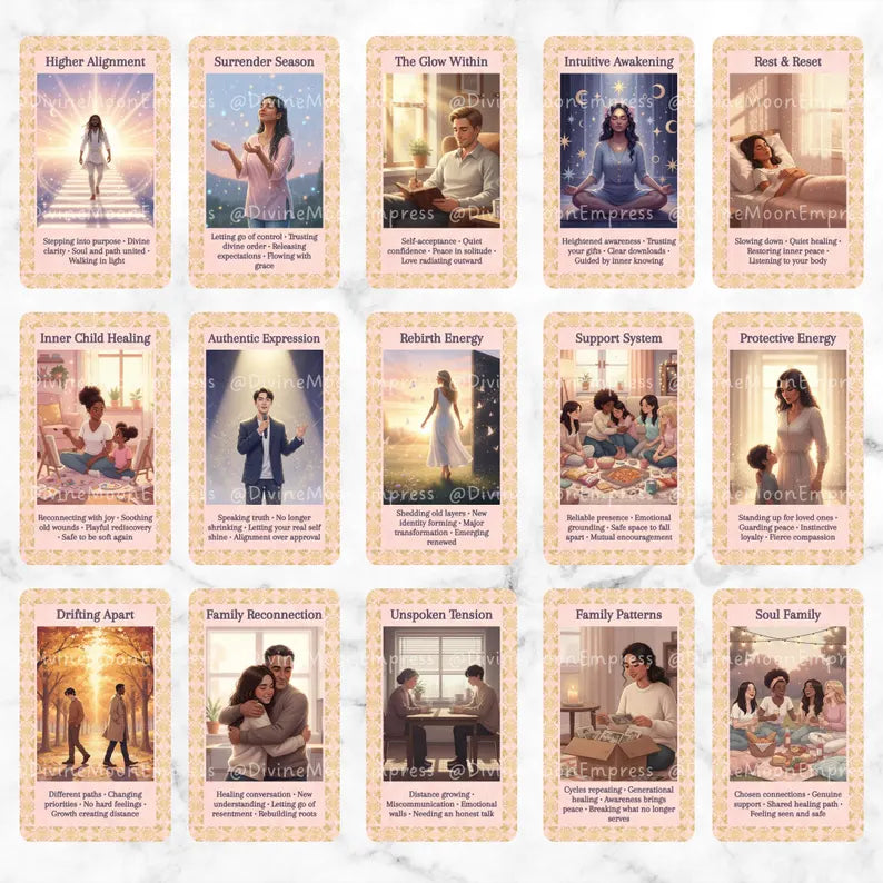 PRE-ORDER | Unspoken Oracle | 78-Card Life & Love Insight Cards in Pastel Tone, Real-Life Situations