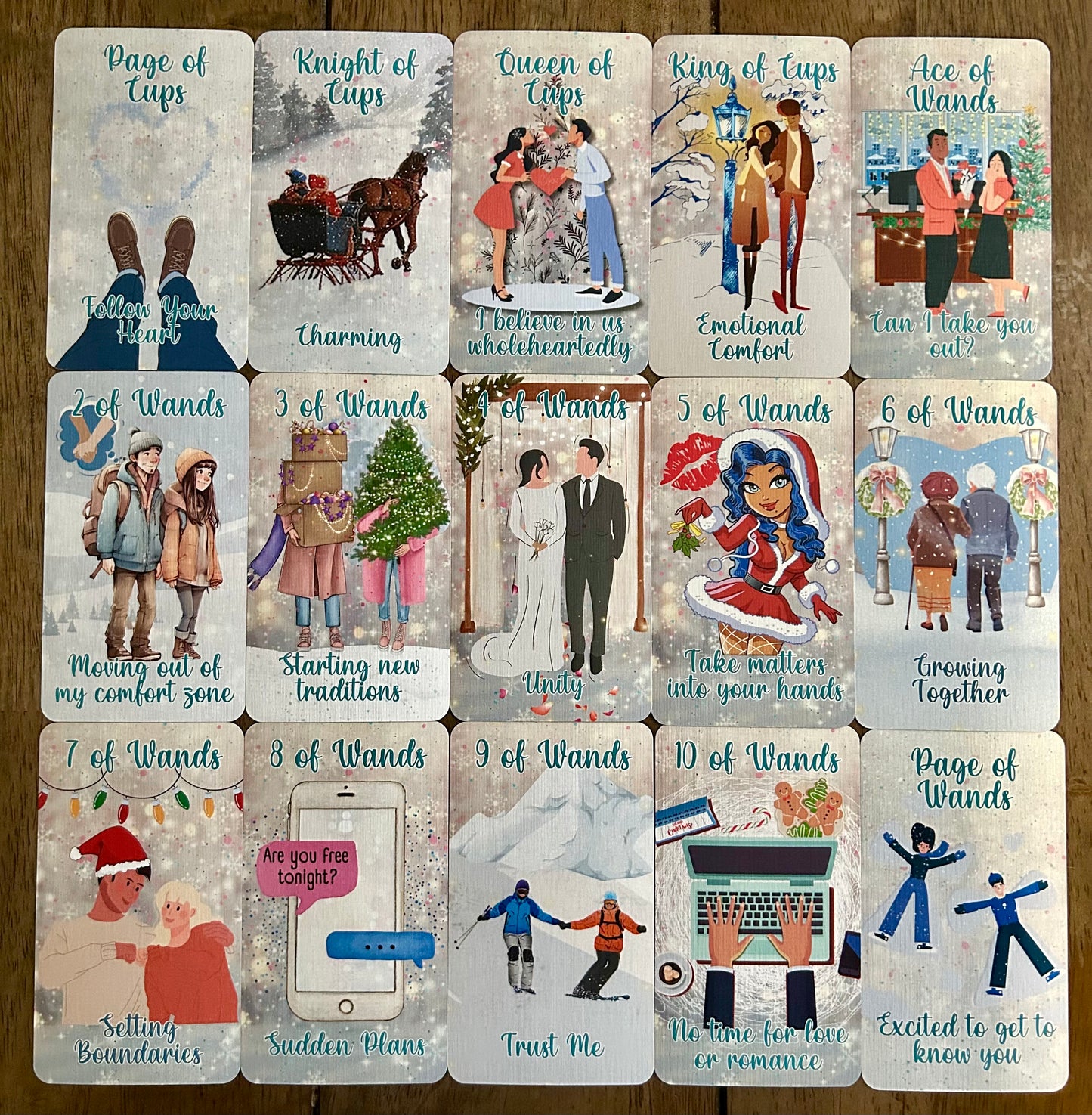 Christmas Lovers Tarot (Pink Edition) | Romantic Holiday Tarot Deck | Love & Relationship Tarot | Winter Romance Gift Idea