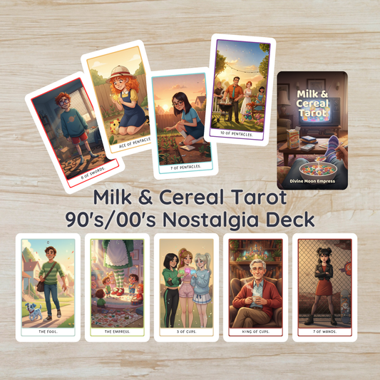 PRE-ORDER | Milk & Cereal Tarot • Nostalgic Cartoon-Inspired • 90s Kids Aesthetic • Illustrated Deck