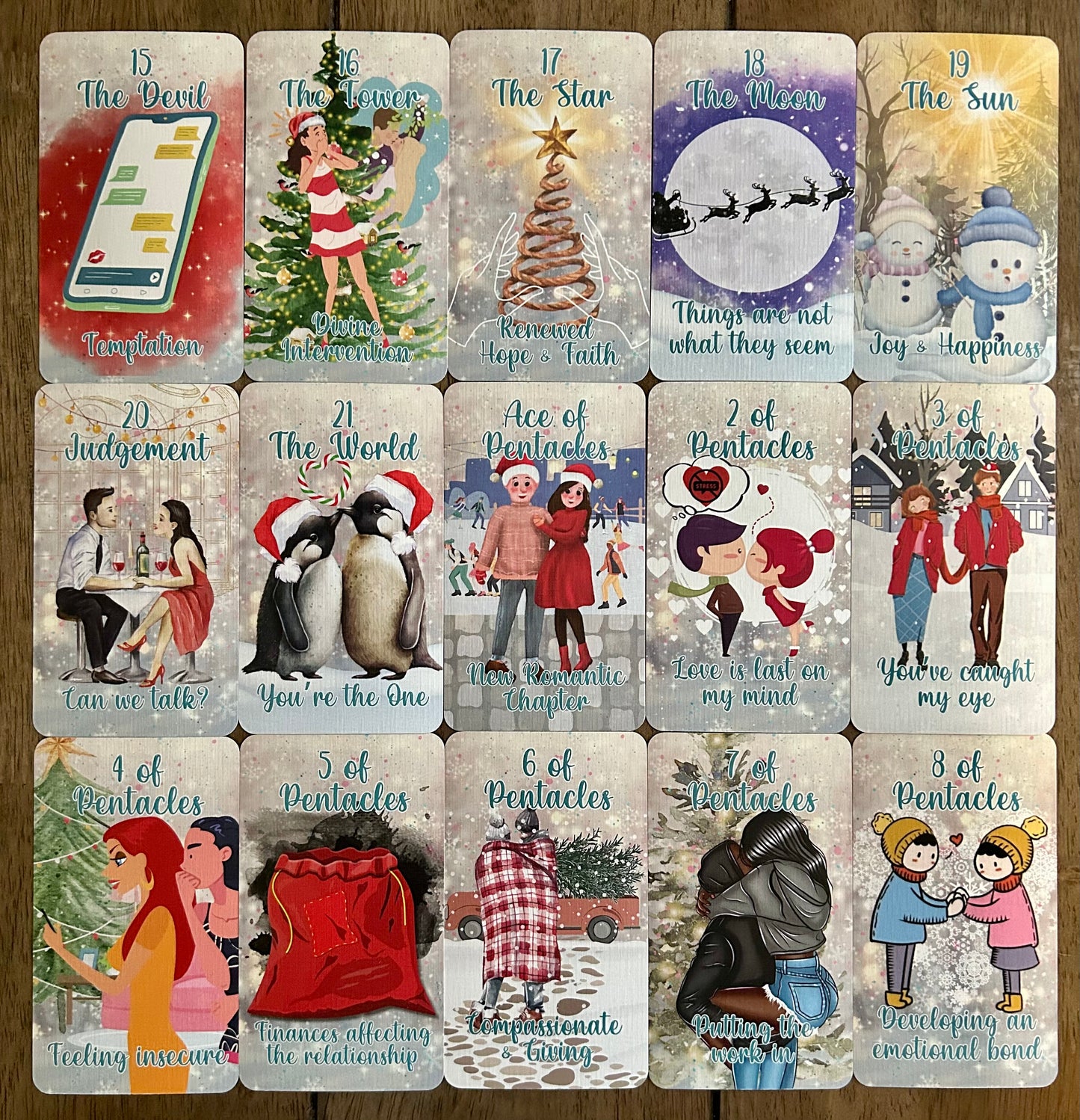 Christmas Lovers Tarot (Pink Edition) | Romantic Holiday Tarot Deck | Love & Relationship Tarot | Winter Romance Gift Idea