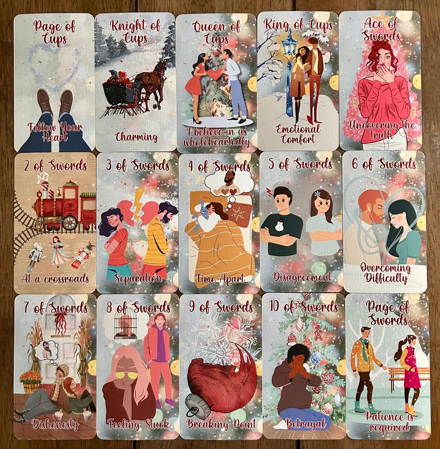 Christmas Lovers Tarot (Red Edition) | Holiday Love Tarot Deck | Cozy Romantic Tarot | Christmas Gift for Tarot Lovers