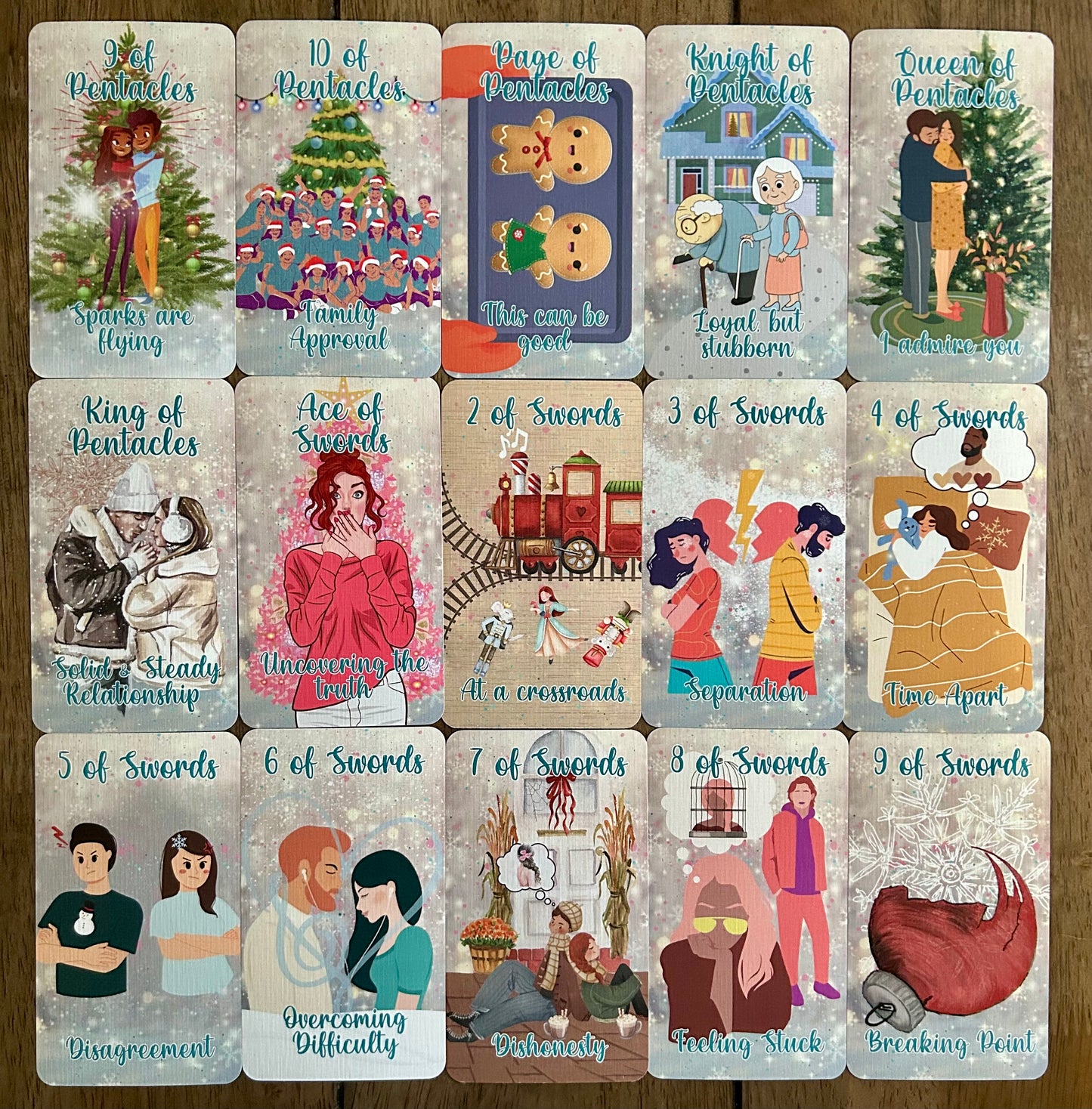 Christmas Lovers Tarot (Pink Edition) | Romantic Holiday Tarot Deck | Love & Relationship Tarot | Winter Romance Gift Idea