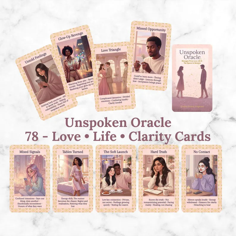 PRE-ORDER | Unspoken Oracle | 78-Card Life & Love Insight Cards in Pastel Tone, Real-Life Situations