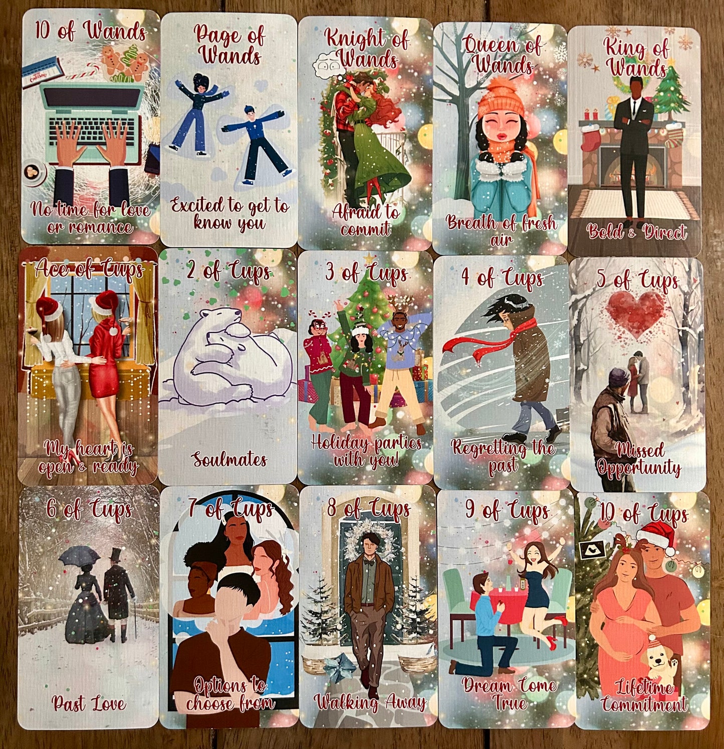 Christmas Lovers Tarot (Red Edition) | Holiday Love Tarot Deck | Cozy Romantic Tarot | Christmas Gift for Tarot Lovers