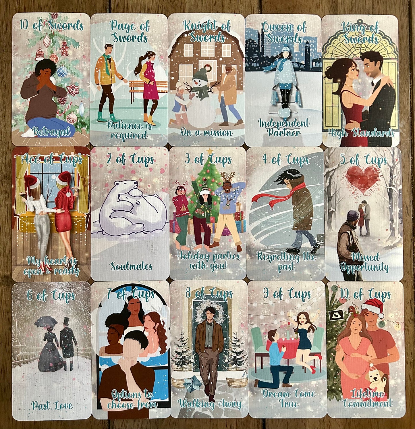 Christmas Lovers Tarot (Pink Edition) | Romantic Holiday Tarot Deck | Love & Relationship Tarot | Winter Romance Gift Idea