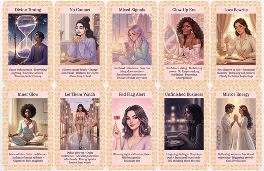 Unspoken Oracle | 78-Card Life & Love Insight Cards in Pastel Tone, Real-Life Situations