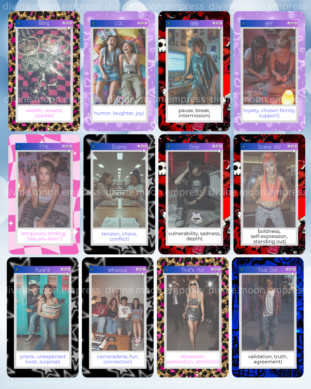 Millennial Oracle Deck | 54-Card 2000s Inspired Divination Deck for Nostalgia, Tarot, Oracle, and Intuitive Readings