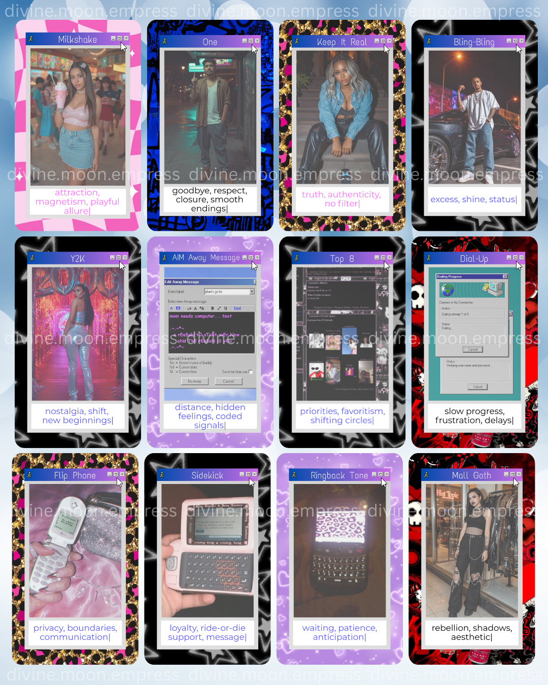 Millennial Oracle Deck | 54-Card 2000s Inspired Divination Deck for Nostalgia, Tarot, Oracle, and Intuitive Readings