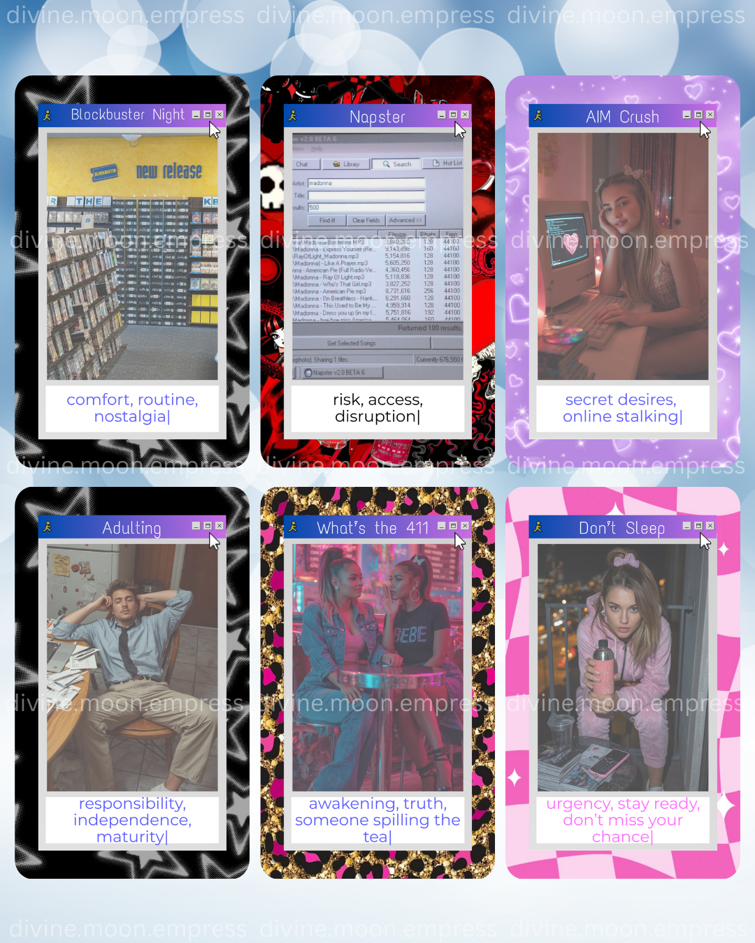 Millennial Oracle Deck | 54-Card 2000s Inspired Divination Deck for Nostalgia, Tarot, Oracle, and Intuitive Readings