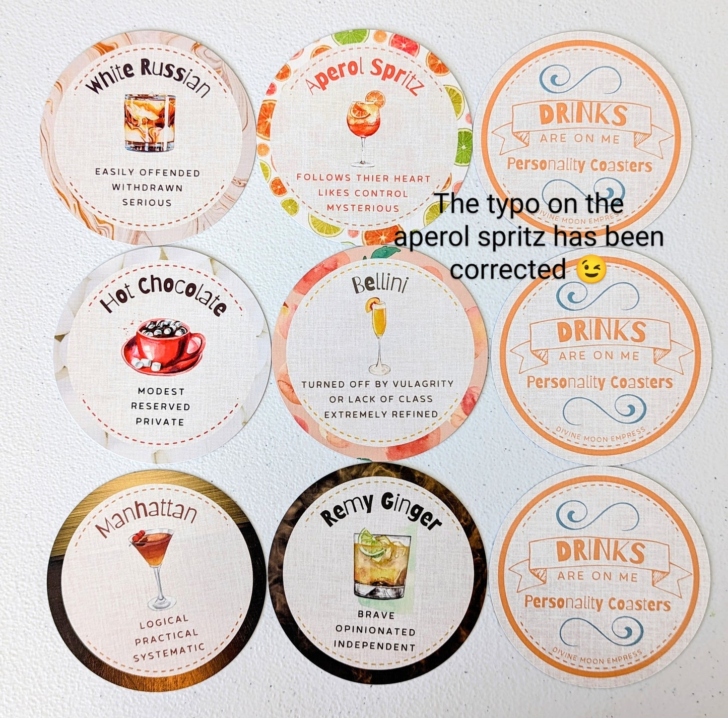 Drinks Are On Me Personality Coasters Oracle (3.5"x3.5") 60 cards